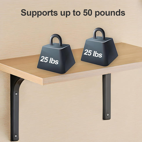 4 PCS Heavy Duty Iron Wall Shelf Bracket, 6 x 5 Inch Decorative Joint Angle Bracket, Matte Black