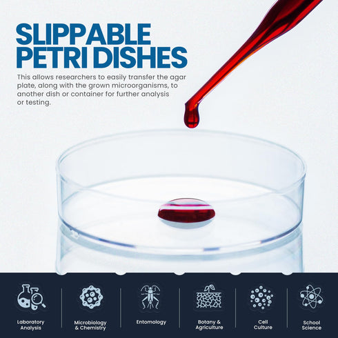 MED PRIDE Slippable Petri Dishes, Sterile Petri Dishes with Lids, 90mm x 15mm for Science, Biology, Blood Tests (25)