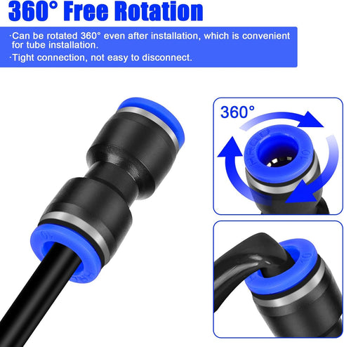 100 Pcs Quick Connect Air Hose Fittings Kit, 5/32" to 1/2" Inch Push Connectors for 4-12 mm OD Tube