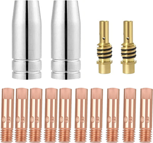 FORTON Mig Welding Gun Accessory Replacement Kit, 10pcs Tips 0.030" + 2 Gas Nozzles + 2 Diffuser