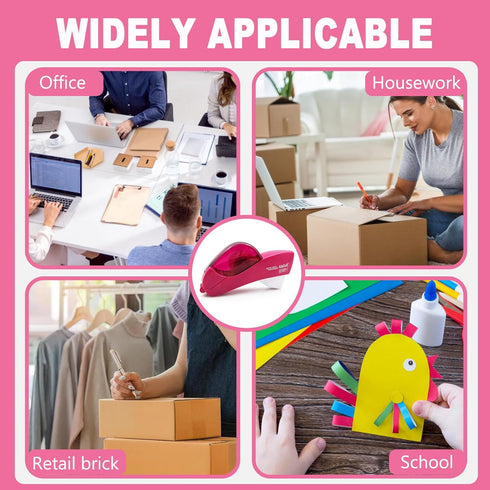 Automatic Tape Dispenser for Wrapping Gifts, Handheld Packaging Tape Gun with Cutter - Pink