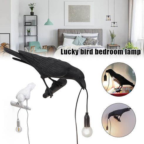 Aooxida E14 Raven Bird Lamp,Vintage Resin Crow Lamp with Blub, Wall Mounted Gothic Wall Sconce Night Light Fixture
