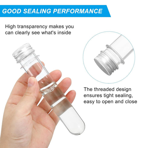 PATIKIL 100ml Plastic Test Tubes with Screw Caps, 12Pcs, 160x33mm for Lab Use and Candy Storage
