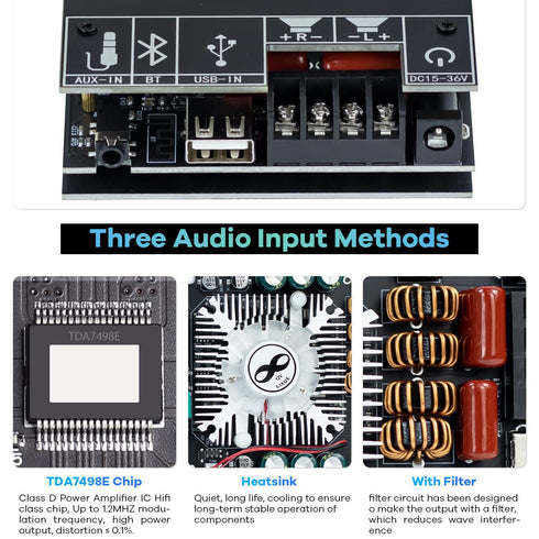 ZK-1602T 2.0 160W+160W 15-36V 5.0 Hosyond Bluetooth Amplifier Board, Channel Stereo Audio Amp with Treble & Bass