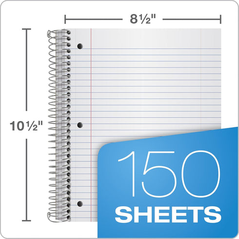 Oxford Spiral Notebooks, 3-Subject, Wide Ruled, Durable Plastic Cover, 150 Sheets, 2 per Pack (10385)