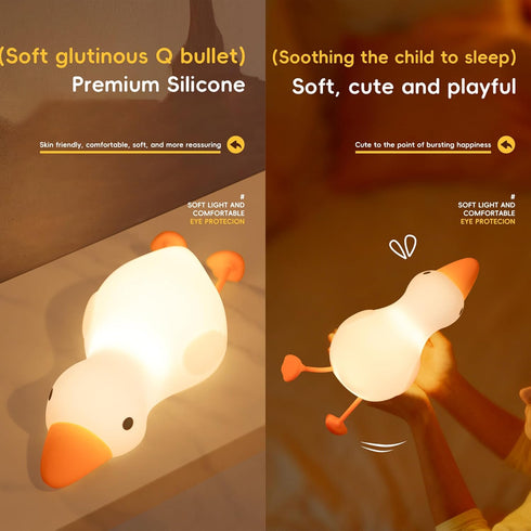 Cozy Dimmable 3 Lying Goose Night Light, Colors Night Light for Kids, Cute Silicone Squishy, Rechargeable Bedside Touch
