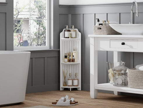 3-Tier VECELO Bathroom Shelves for Narrow Space, Modern Corner Shelf Stand,Small Storage Organizer for Bathroom,Toilet