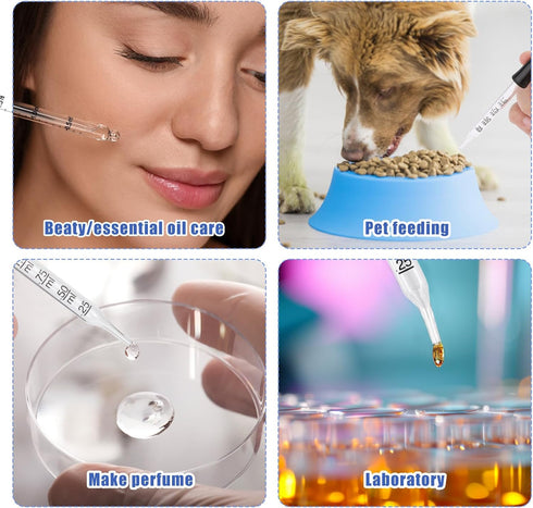 3pcs 1ml Eye Dropper, 3.03x0.28 Inch Liquid Pipettes, Glass Dropper with Bent, Ball & Straight Tip for Oil Laboratory