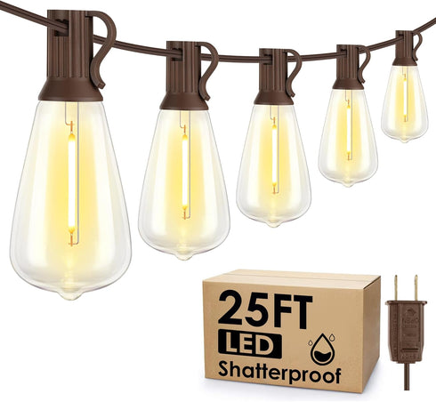Larkvue 25FT Outdoor String Lights, Patio Lights with 10+1 LED Dimmable Waterproof