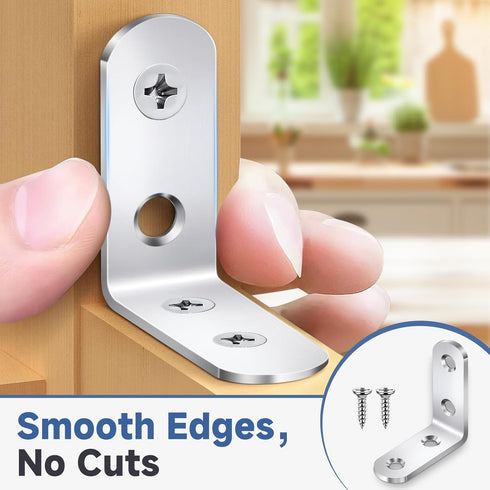 DOUDOULE 20PCS Sets, 90 80 (1.57x1.57 L Bracket Corner Brace Stainless Steel L Brackets for Wood Shelves, Degree Right