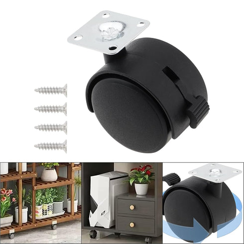 MovFlax 2 Inch Set 4, 16 Caster Wheels Replacement Furniture Casters with Brake of Nylon Plate Caster Swivel Wheels
