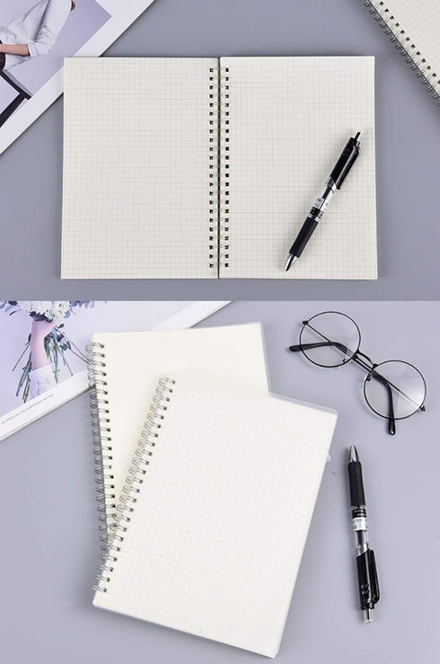 Yansanido Spiral Notebook, 3 Pcs A5 Thick Plastic Frosting Hardcover Graph Paper Journals for Study and Notes - 160