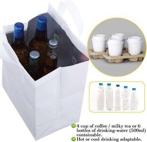 JOUTYFOR 50 Pcs Insulated Take Away Bags Bulk, Thermal Insulation Food Bag for Coffee Milk Tea Hot Cold Food Fresh