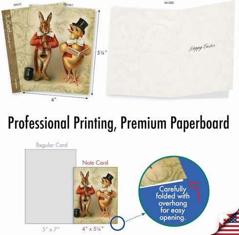 The Best Card Company 20 Vintage Easter Cards with Envelopes, Retro Boxed Note Cards for Easter (4 x 5.12 Inch).