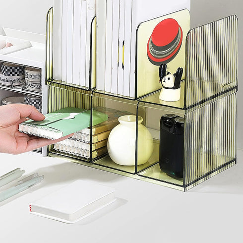 Ekoama 3 Acrylic Book End for Shelves Compartments Bookend Desk Books Stopper Magazine Stand Space Saving Desktop