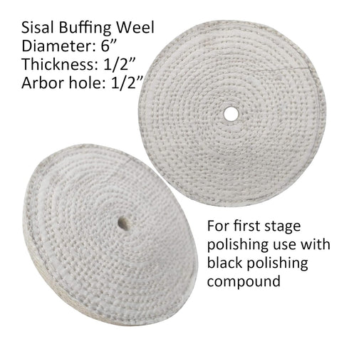 6PC 6 Inch Stainless Steel Polishing Buffing Wheel Kit for Bench Grinder, Includes 1/2 Inch Arbor Hole Wheels