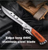 DOOM BLADE Long Blade Pocket Folding Knife, Sharp Survival Work Knives, Foldable Large Knife with Rosewood Handle, Gift