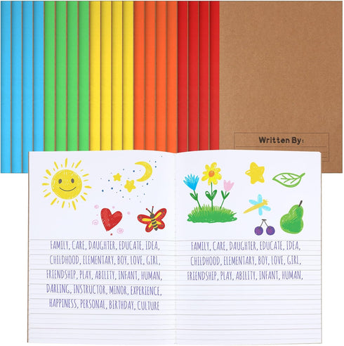 Henoyso 20 Pcs Primary Composition Notebook for Kids - 9.75 x 7.5 Inch, 60 Pages, Bright Color