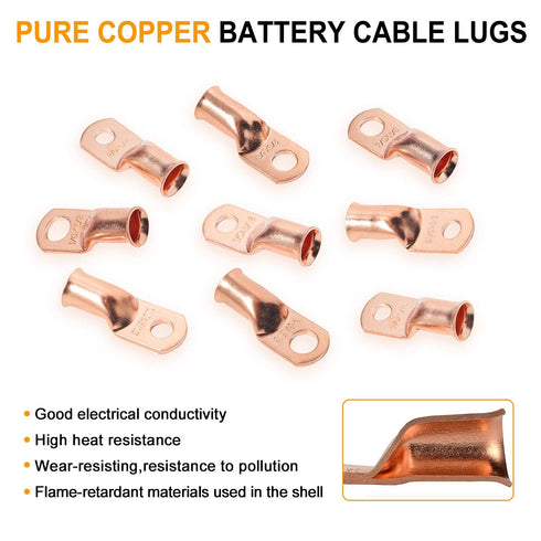 20pcs 1/0 2/0 0 00 3/8" 5/16" 3:1 SVAAR Battery Cable Ends Kit AWG AWG Copper Lugs Gauge Gauge Battery Cable Lugs