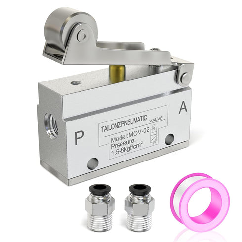 TAILONZ PNEUMATIC 2 Position 2 Way 1/8 Inch Roller Mechanical Valve Normally Closed MOV-02