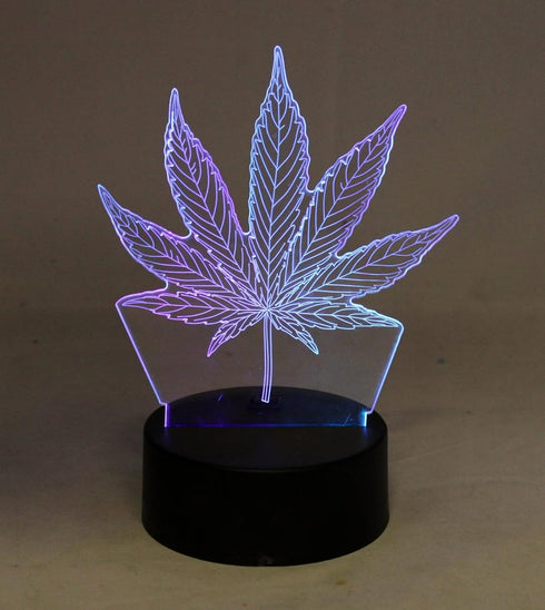 3D 7 420 Dependable Industries Marijuana Leaf Weed LED Color Changing Table Night Light Optical Visual Illusion Lamp