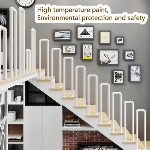 PAUANI 1PCS Villa(White,45cm) U-Shaped Metal Stair Railing Kit, Industrial Stair Handrail, Non-Slip Safety Elderly