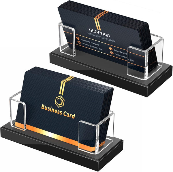 NIUBEE Acrylic Business Card Holder, Clear Plastic Display Stand for Desk, 2 Pieces Gift Card Organizer for Office