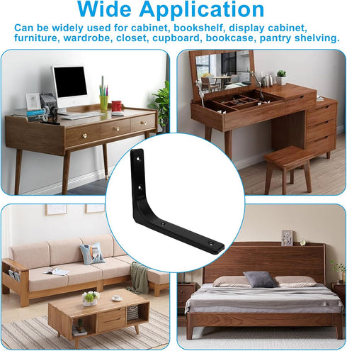 Moicstiy 4 8 Inch Pcs L Brackets, Corner Braces with Screws for Shelves Support, Cabinet Hardware, Furniture Repair
