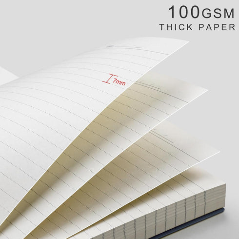 RETTACY A5 College Ruled Spiral Notebook, 300 Pages, 100 GSM Premium Acid-Free Paper, Twin-Wire Binding, Navy Blue