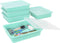 Storex Letter Size Flat Storage Tray – Organizer Bin with Non-Snap Lid, Teal, 5-Pack for Classroom, Office, Home