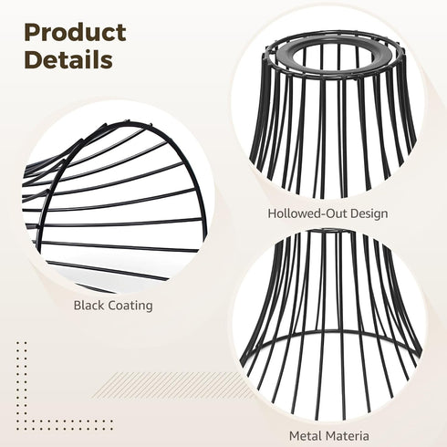 Toyosport 3 6 Bulb Pcs Metal Lamp Shade, in Iron Pendant Light Shade, Black Metal Lamp Guard, Industrial Birdcage