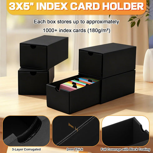 aopule 12Packs 3x5 12000 3''x5'' Index Card Box,Index Card Organizer Box with Lid,Hold Cards,Black Recipe Holder