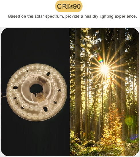 MouMouPurr 4.92'' 18W 3CCT (3000K/4000K/6000K) Dimmable, LED Ceiling Fan Light Retrofit Kit, Flush Mount Ceiling Light