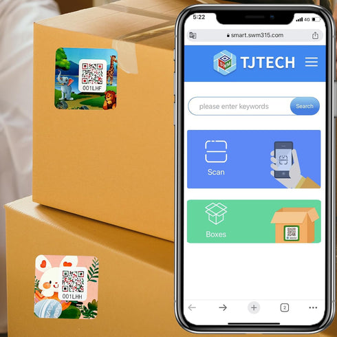 Cute Animal QR Code Labels: Smart Moving Label Pack for Storage & Organization, Track Inventory Stickers
