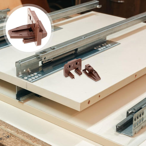 5 Sets PRETYZOOM Center Mount Drawer Slide Tracks with Rollers Brown Replacement Glide Kit for Nightstand and Dresser