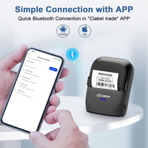 CLABEL Label Maker Machine with Tape: 221B Inkless Handheld Barcode Printer for Retail School Office