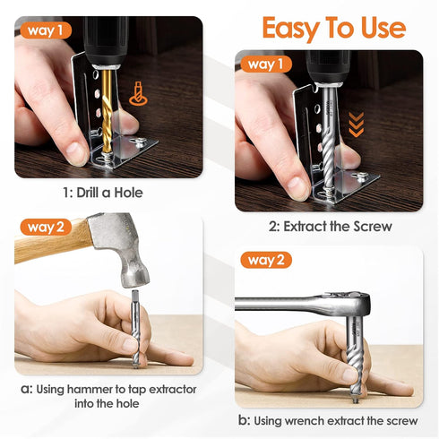 5Pcs Screw Extractor Set, Spiral Flute Bolt Extractor Set for Removing Stripped Screws and Broken Bolts