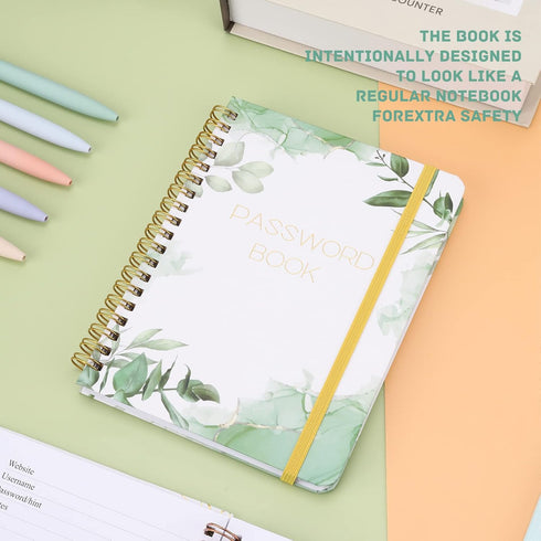 Password Book with Alphabetical Tabs - Spiral Notebook for Recording Website Logins, Usernames & Passwords, 5.1 x 6.9 IN