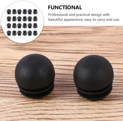50pcs 25mm Zerodeko Black Round Tubing End Caps Furniture Leg Plugs Table Chair Leg Inserts Floor Protectors, Diameter
