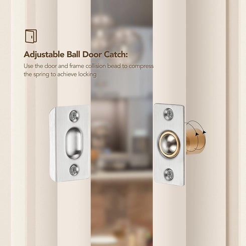 Ravinte Adjustable Ball Door Catch, Closet Ball Bearing Latch, 6 Pack Strong Drive Closing Accessories, Silver