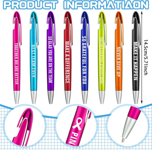 Lincia 100 Pcs Employee Appreciation Ballpoint Pens - Bulk Quotes Pens with Black Ink for Graduation and Nurses Day