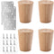 KGUDYS Solid Wood Round Furniture Legs, Replacement Sofa feet, Wooden Cabinet Legs, Table