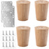 KGUDYS Solid Wood Round Furniture Legs, Replacement Sofa feet, Wooden Cabinet Legs, Table