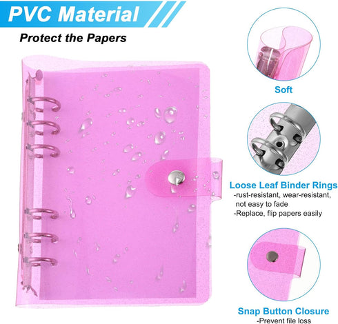 PATIKIL A5 Clear Binder Cover, Soft PVC Bling Loose Leaf Protector, Refillable Notebook Shell with Snap Button Closure,