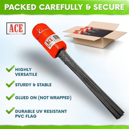 Fluorescent Orange Marking Flags, 4x5-Inch Yard Flags, 100 Pack for Lawn, Landscape, Survey Flags