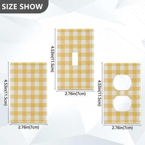 WELLDAY 1-Gang 4.50" 2.76", Toggle Light Switch Wall Plates, Butter Yellow Checkered Toggle Switch Wall Plate Cover
