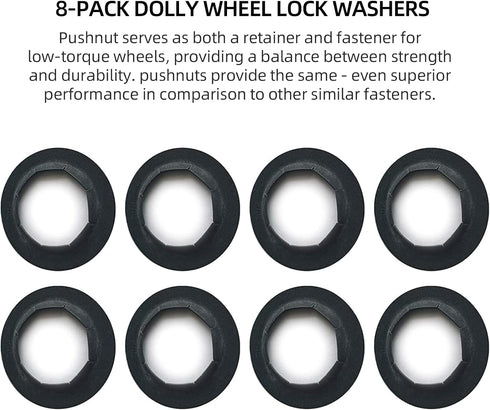AR-PRO (8 Pack) Spring Steel Push-On Pushnuts, Dolly Wheel Lock Washers for 5/8" Dolly Axle Rods