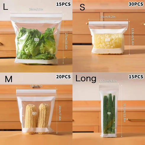 Generic 85 Food Grade Fresh-Keeping Bags, PCS Food Storage Bags, Double Seal Reusable Produce Bag, Easy Open Clear