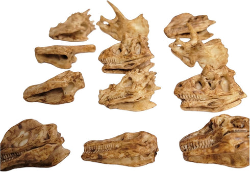 Dinosaur Heads Fossil Pencil Tops - 36 Pack, 2" Ancient Aged Look Rubber Dino Toppers for Kids