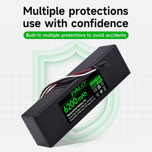 14.8V 6200mAh Replacement Battery for Wyze WVCR200S Robot Vacuum, for Xiaomi Mop Pro, Conga 3290, Haier JX37